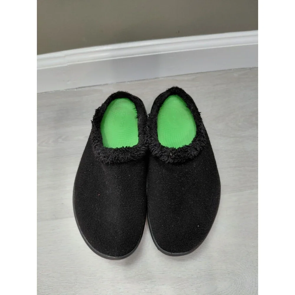 OOFOS OOcoozie Mule Men's 9.5(EU 42.5) Slip On Recovery Shoes Black Sherpa